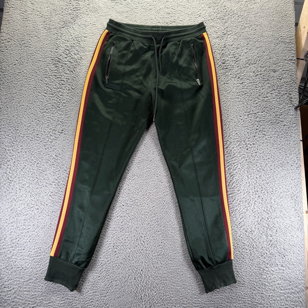 Jared Lang After Hours Pant Mens L Black Polyester Jogger Tapered Striped Sports